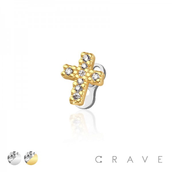 MULTI CZ CROSS TOP AND BASE 316L SURGICAL STEEL DERMAL SET MULTI CZ CROSS TOP AND BASE 316L SURGICAL STEEL DERMAL SET